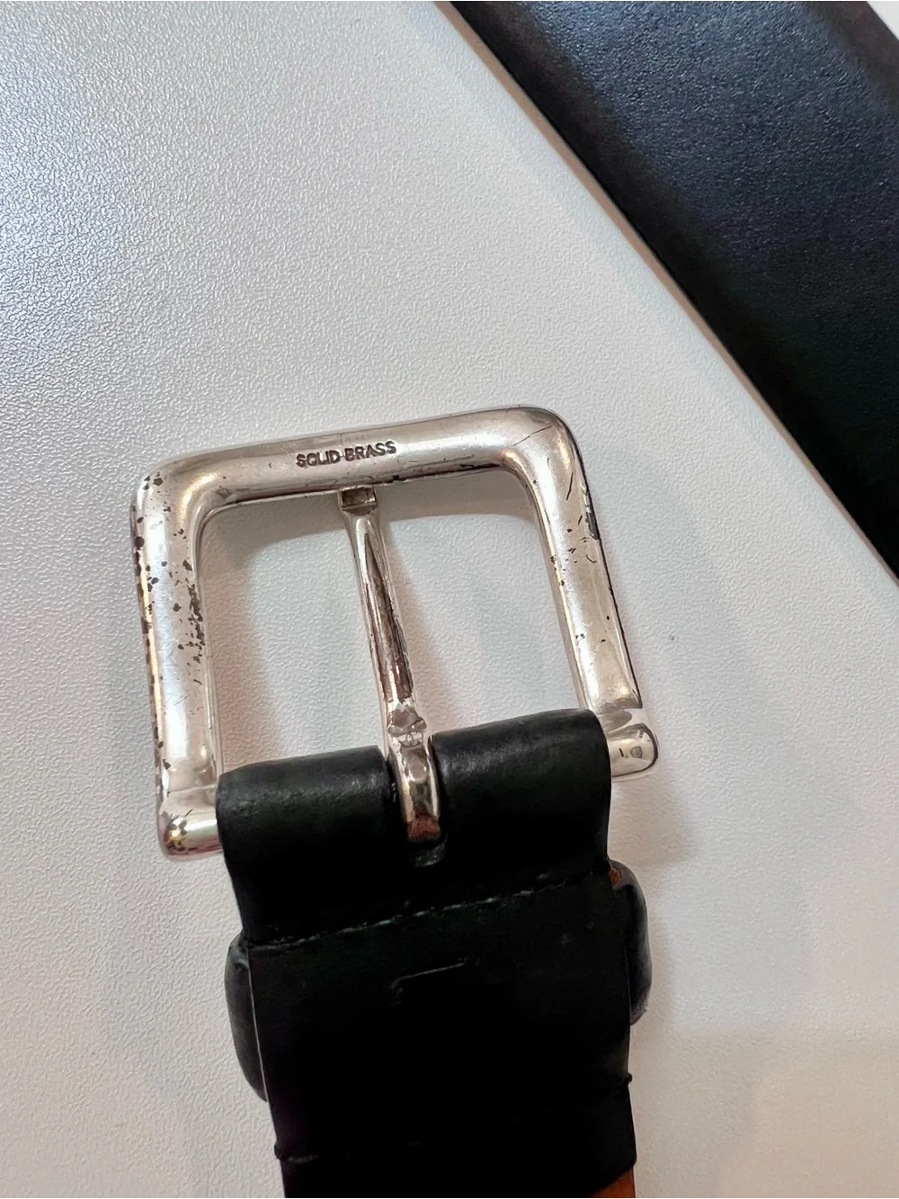 Ralph Lauren Black Leather Men's Small Belt with Branded Stud Logo Brass Buckle